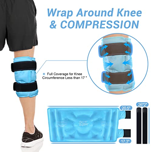 Relief Expert Knee Ice Pack Wrap Around Entire Knee, Large Ice Pack for Leg Soothing Discomfort, Reusable Ice Wraps with Cold Compress for Musclar Relaxation, Post-Workout Recovery,L - Image 2