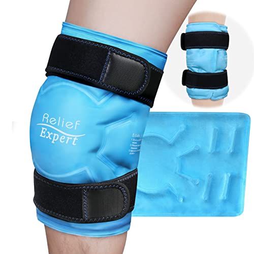 Relief Expert Knee Ice Pack Wrap Around Entire Knee, Large Ice Pack for Leg Soothing Discomfort, Reusable Ice Wraps with Cold Compress for Musclar Relaxation, Post-Workout Recovery,L - Image 1