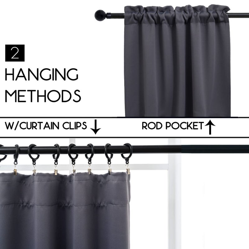 Pickluc Rod Pocket Tier Curtain - Half Blackout Curtain for Kitchen, Bathroom, Cabinet, Basement, 30 Inches Wide and 24 Inches Long, Dark Grey, 2 Panels - Image 4