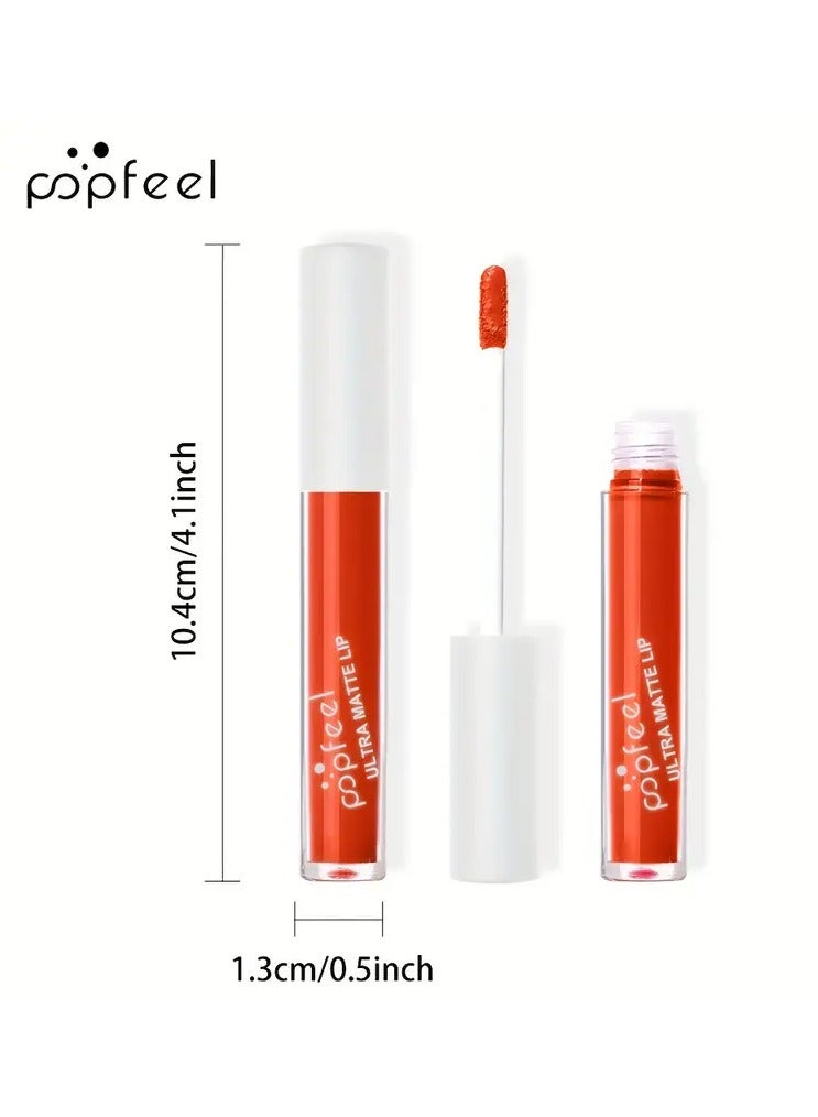 popfeel Non-stick Cup Matte Lip Gloss, Misty Lip Glaze, Non-fading Liquid Lipstick 8 Colors To Choose From Long Lasting High Pigmented Halloween Stage Makeup Valentine's Day Gifts #P301-6 - Image 4