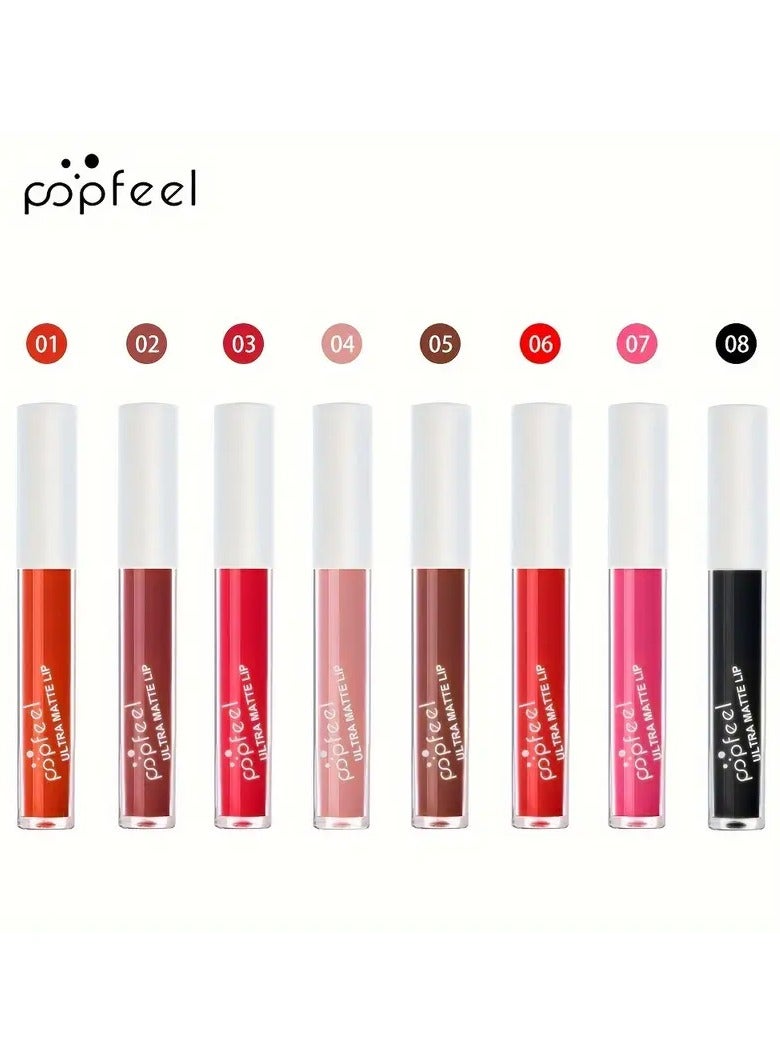 popfeel Non-stick Cup Matte Lip Gloss, Misty Lip Glaze, Non-fading Liquid Lipstick 8 Colors To Choose From Long Lasting High Pigmented Halloween Stage Makeup Valentine's Day Gifts #P301-6 - Image 2