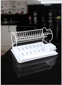 MAİN SHOP Lifetime Stainless Steel Metal Tray Two Tier Dish Drying Basket Countertop Dryer  - Image 1
