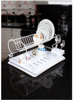 MAİN SHOP Lifetime Stainless Steel Metal Tray Two Tier Dish Drying Basket Countertop Dryer  - Image 3