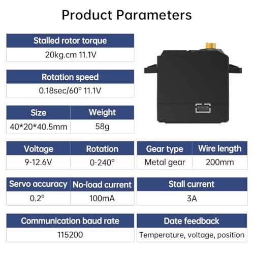 Hiwonder 20KG High Torque Serial Bus Servo Three Channels Metal Gear 240Rotation Support Temperature Voltage and Position Feedback - Image 5