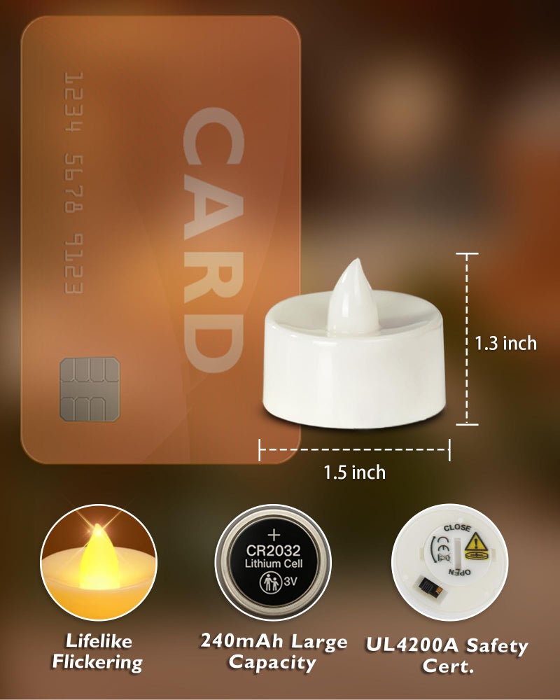 Homemory 24-Pack Flameless LED Tea Lights Candles Battery Operated, 200+Hour Fake Electric Candles TeaLights for Votive, Halloween, Ofrenda, Diya, Wedding Centerpiece Table Decor, Funeral, Christmas - Image 2