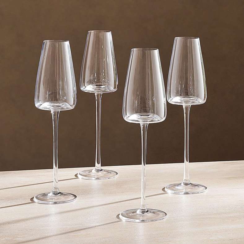 Pan Home Melora 4-Piece Flute Glass Set 245ml -Clear