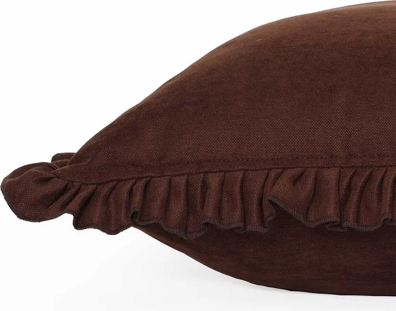 اماراندا مودا Brown Ruffled Throw Pillow Cover 45 x 45 cm.