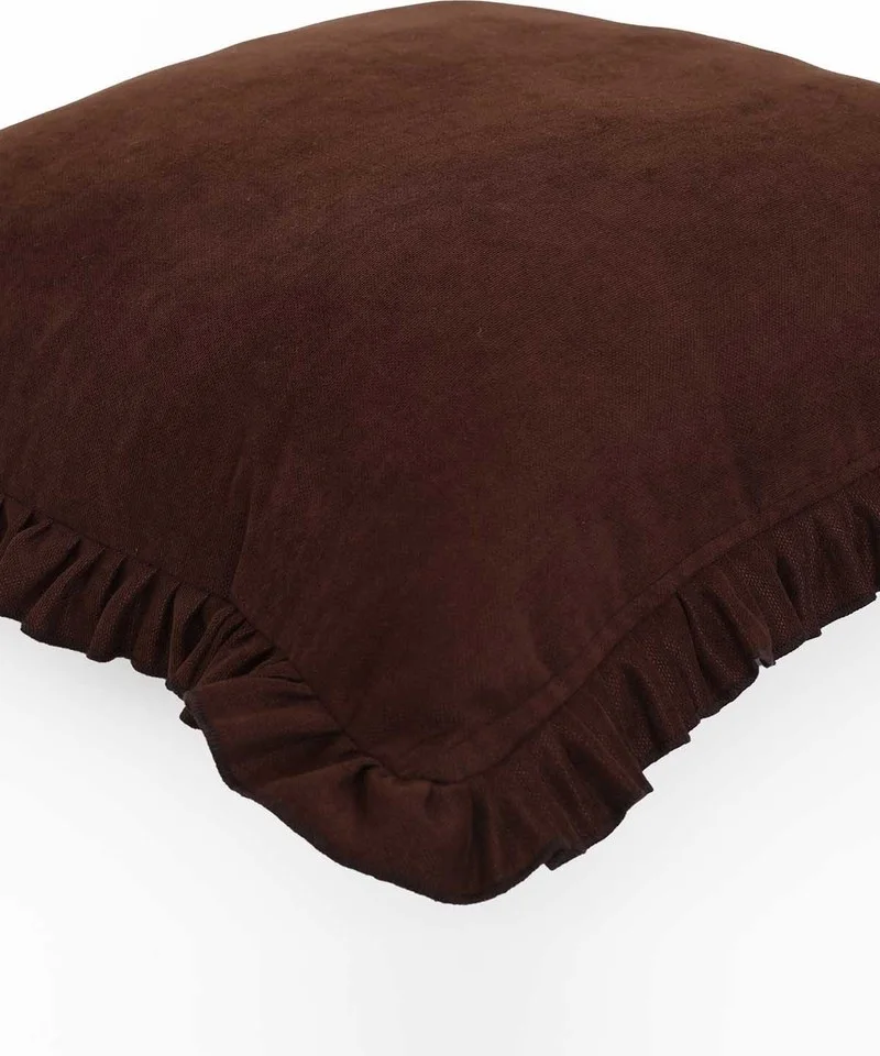 اماراندا مودا Brown Ruffled Throw Pillow Cover 45 x 45 cm.