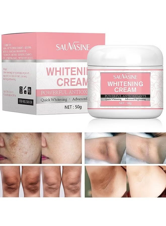 SAUVASINE Whitening And Brightening Cream 50G, Advanced Skin Brighten Body Cream Moisturizing Anti Wrinkle And Firming Daily Skin Care Cream Body Quick Whitening Cream Rapid Skin Bleaching Cream - Image 1