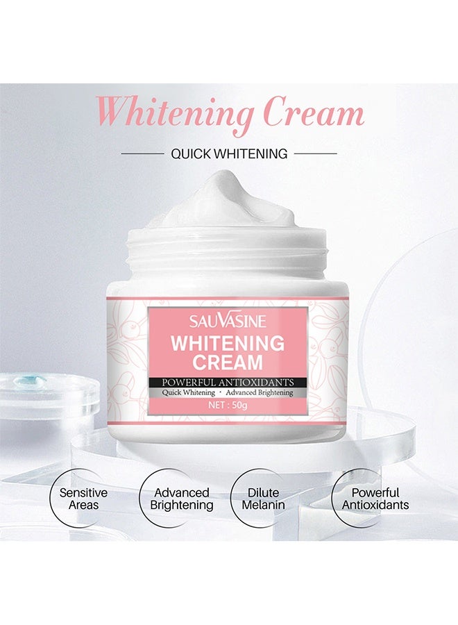SAUVASINE Whitening And Brightening Cream 50G, Advanced Skin Brighten Body Cream Moisturizing Anti Wrinkle And Firming Daily Skin Care Cream Body Quick Whitening Cream Rapid Skin Bleaching Cream - Image 2