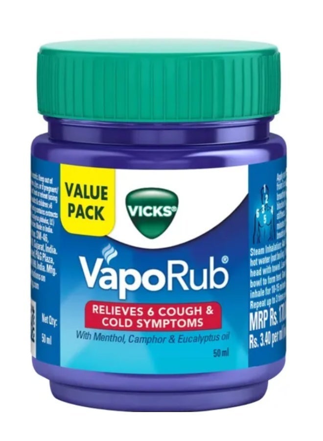 Vicks VapoRub Cough & Cold Relief Ointment with Menthol, Camphor & Eucalyptus – 50g ( 3 packs) - Image 1
