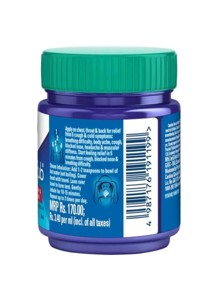 Vicks VapoRub Cough & Cold Relief Ointment with Menthol, Camphor & Eucalyptus – 50g ( 3 packs) - Image 2