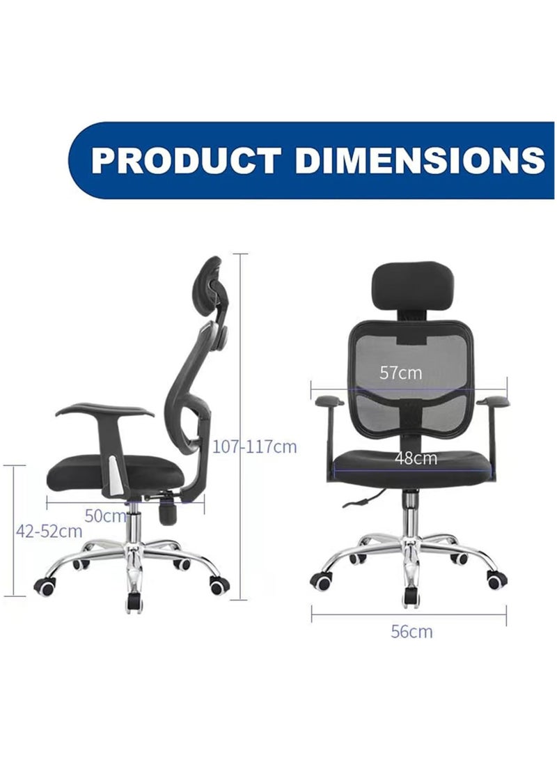 TOMSHOO كرسي مكتب مريح، كرسي كمبيوتر مكتبي، كراسي دوارة تنفيذية لألعاب الكمبيوتر من شبكة، دعم أسفل الظهر، مسند رأس قابل للتعديل، إمالة 120 درجة لغرفة النوم والدراسة (ظهر مرتفع) - Image 4
