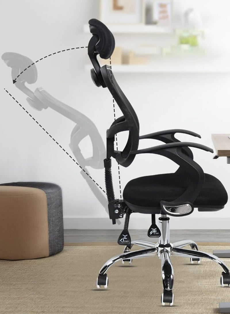 TOMSHOO كرسي مكتب مريح، كرسي كمبيوتر مكتبي، كراسي دوارة تنفيذية لألعاب الكمبيوتر من شبكة، دعم أسفل الظهر، مسند رأس قابل للتعديل، إمالة 120 درجة لغرفة النوم والدراسة (ظهر مرتفع) - Image 3