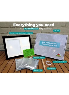 Baby Mushroom Baby Hand & Footprint Clay Keepsake Photo Frame Kit - w/Silicone Stencil for a Personalized Gift. Wood Frame, Wall/Table Mount. Perfect Registry, Baby Shower, New Mom, Birthday & Newborn Gift - Black  - Image 3