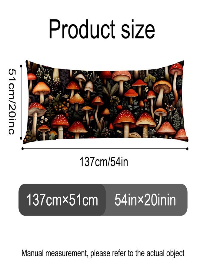 GABraden Microfiber Body Pillow Cover with Hidden Zipper,Comfortable Fabric,Floral Print Pattern Body Pillow Case,Lightweight and Breathable,The Size is 20 "X 54"(Mushroom-20) - Image 2