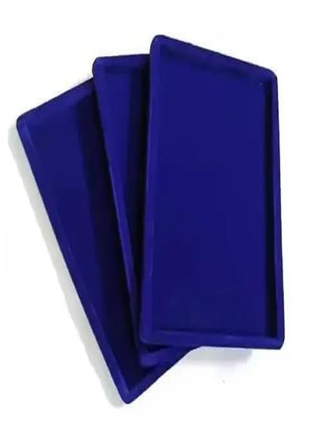 SENTONI Velvet Jewellery Finding Beading Tray Finding Display Organiser Perfect for Showcasing Rings Earrings Necklaces and Bracelets Jewellery Cosmetic Organizer Tray 12x9 (Blue, Pack of 3) - Image 1