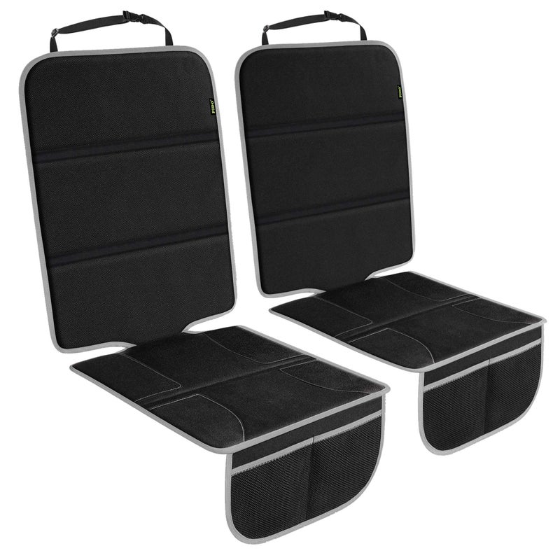 PIDO Car Seat Protector for Child Carseat with Thick Padding and Waterproof Fabric, 2 Pack Seat Cover Mat for Car Leather Upholstery (Black/Gray) - Image 1