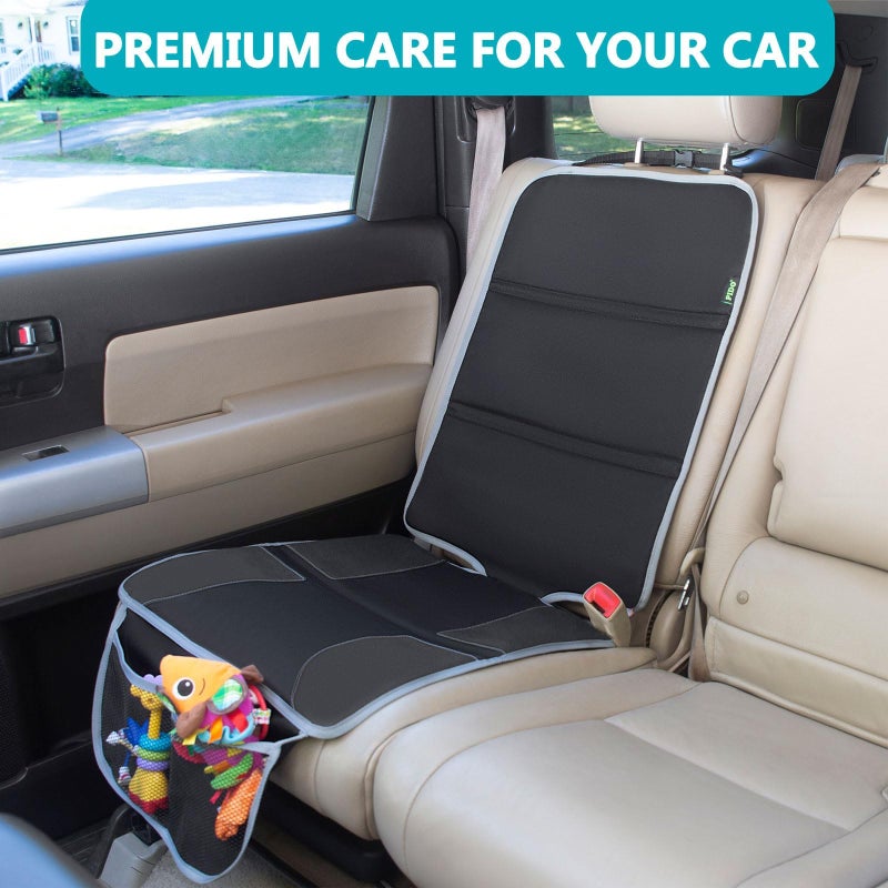 PIDO Car Seat Protector for Child Carseat with Thick Padding and Waterproof Fabric, 2 Pack Seat Cover Mat for Car Leather Upholstery (Black/Gray) - Image 2