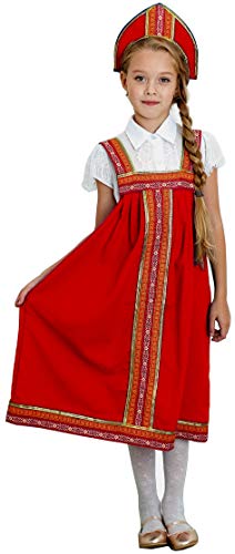 VALADA Russian Heritage Girls Cosplay Costume Dress (9-12 Years Old, red) - Image 5