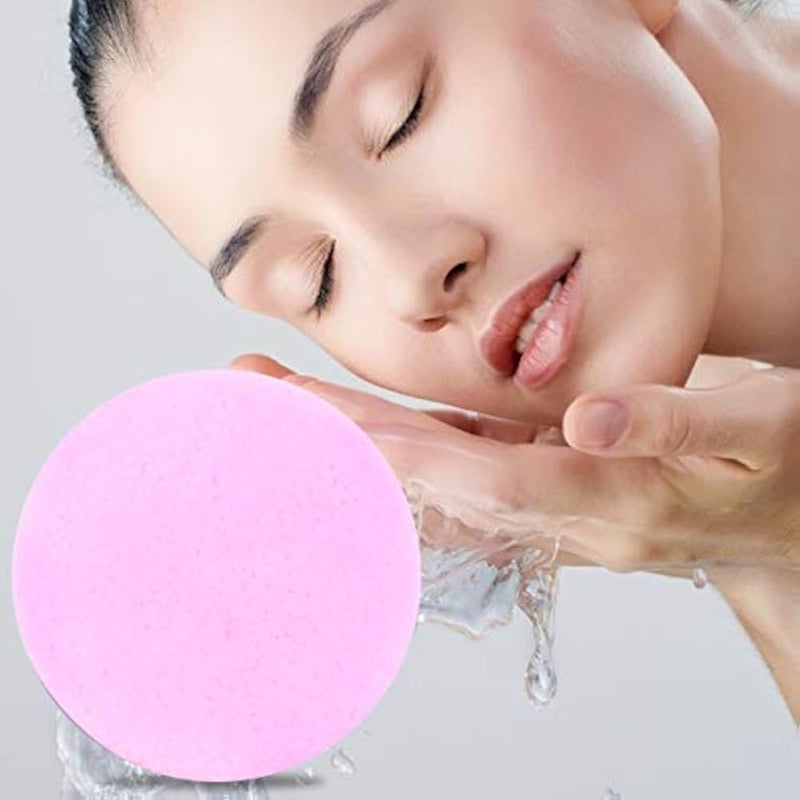 Facial Cleansing Sponges 48PCS Facial Sponge Compressed Round Makeup Face Wash Puff Sponge Stick 3.15 inch PVA Professional Makeup Removal Sponge Pad Cleansing Skin Care Tool (Pink) - Image 4