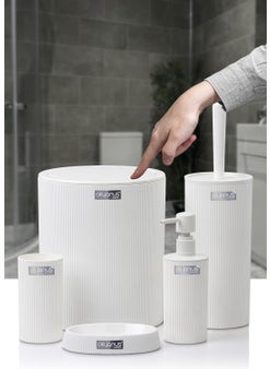 ‎okyanus Home Ocean Home Mina White Striped Round Bathroom Set  - Image 3