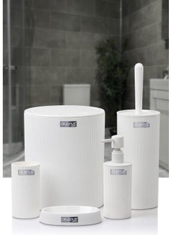 ‎okyanus Home Ocean Home Mina White Striped Round Bathroom Set  - Image 1
