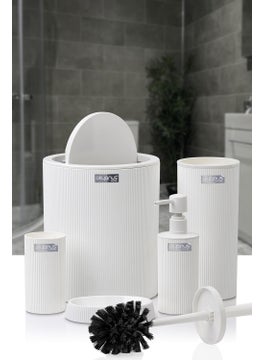‎okyanus Home Ocean Home Mina White Striped Round Bathroom Set  - Image 2