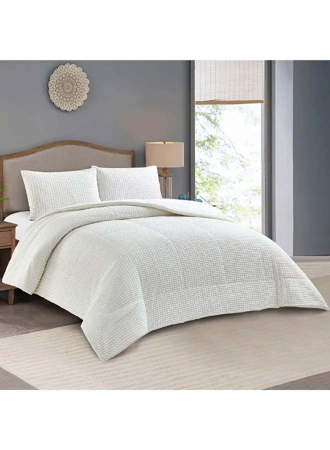 Home Box Bern Milo 3-Piece Embossed Flannel King Comforter Set 240 x 220 cm