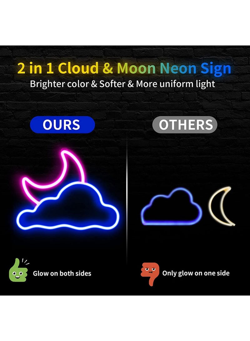 Cloud And Moon Neon Lights Pink Acrylic