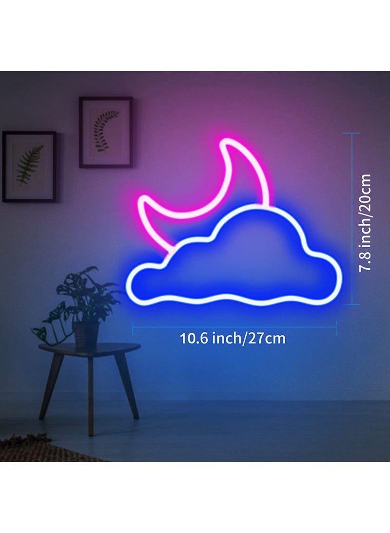 Cloud And Moon Neon Lights Pink Acrylic