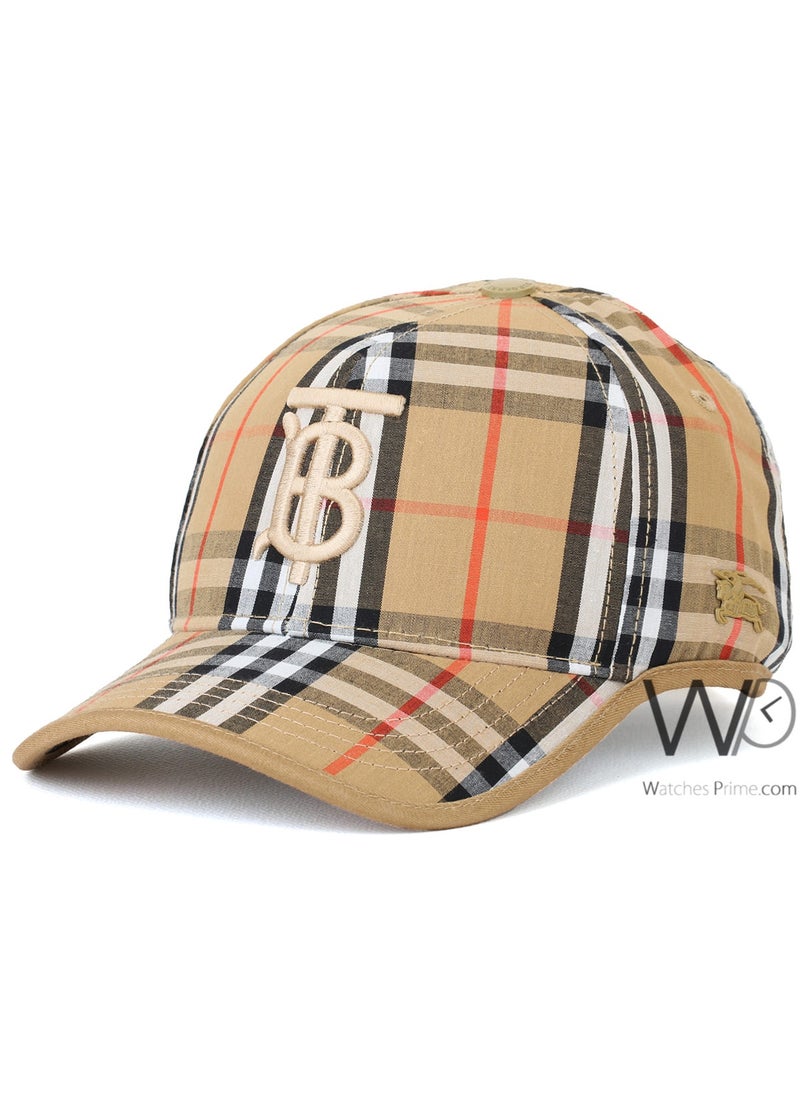 BURBERRY BT Burberry Baseball Beige Motif Icon Stripe Cap Cotton  - Image 1