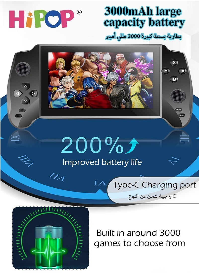 HIPOP - Handheld Game Consoles for Kids,Featuring 5.5 Inch HD Screen and Retro Arcade Games,Equipped with High Capacity 3000mAh Battery,Including Free Headphones,3000 in 1 Video Gaming Experience - Image 1