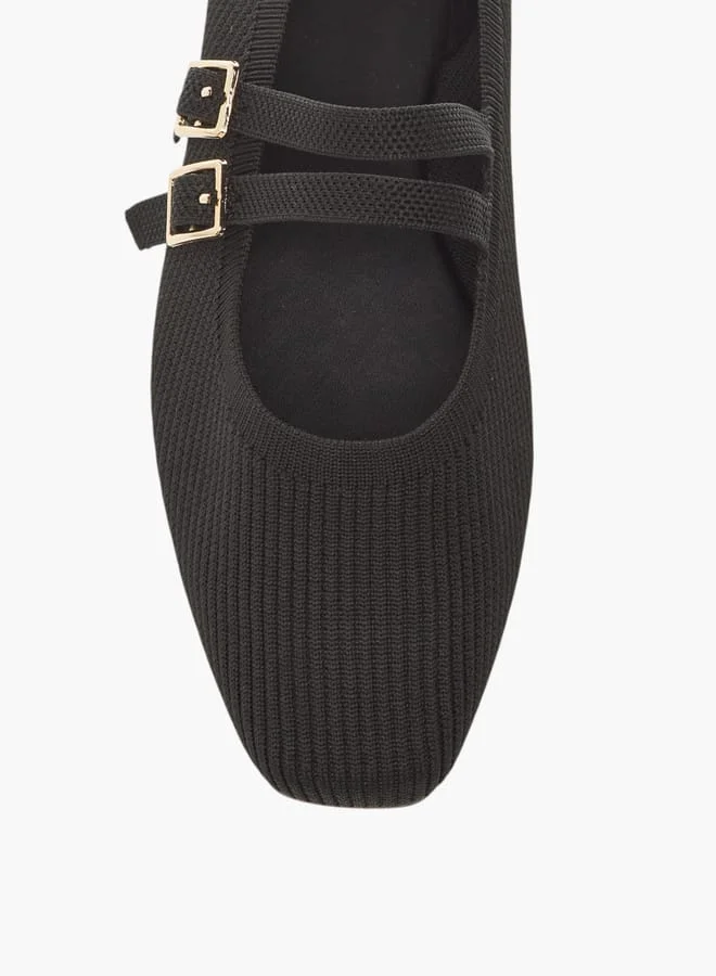 سيليست Womens Textured Ballerina Shoes With Buckle Closure