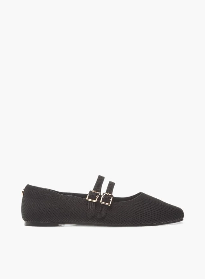 سيليست Womens Textured Ballerina Shoes With Buckle Closure