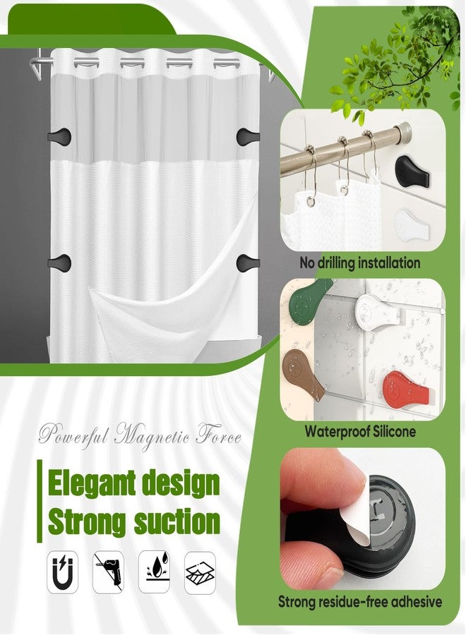 TRIMENGO 4 Pack Magnetic Silicone Shower Curtain Clips for Keeping Liner Closed to Wall Against Water Splashing Out, Self Adhesive Windproof Splash Holder, Easy to Use & Install, No Damage to Surface (Black) - Image 4