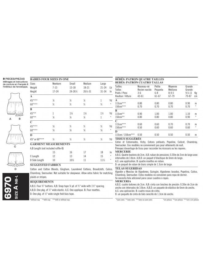 Simplicity نمط خياطة نيو لوك 6970 بدلة أطفال، فستان وسروال داخلي، الحجم A (حديثي الولادة - صغير - متوسط - كبير) - Image 3