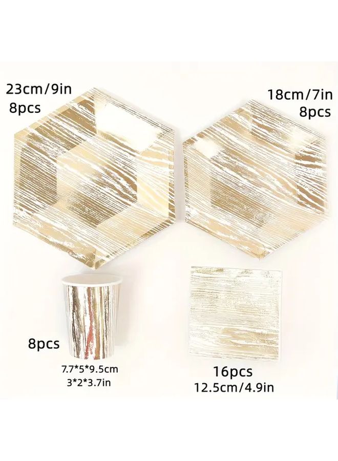 8 Pcs Hexagon Gold Foil Biodegradable Plates For Party Birthday Picnic Camping - Image 5