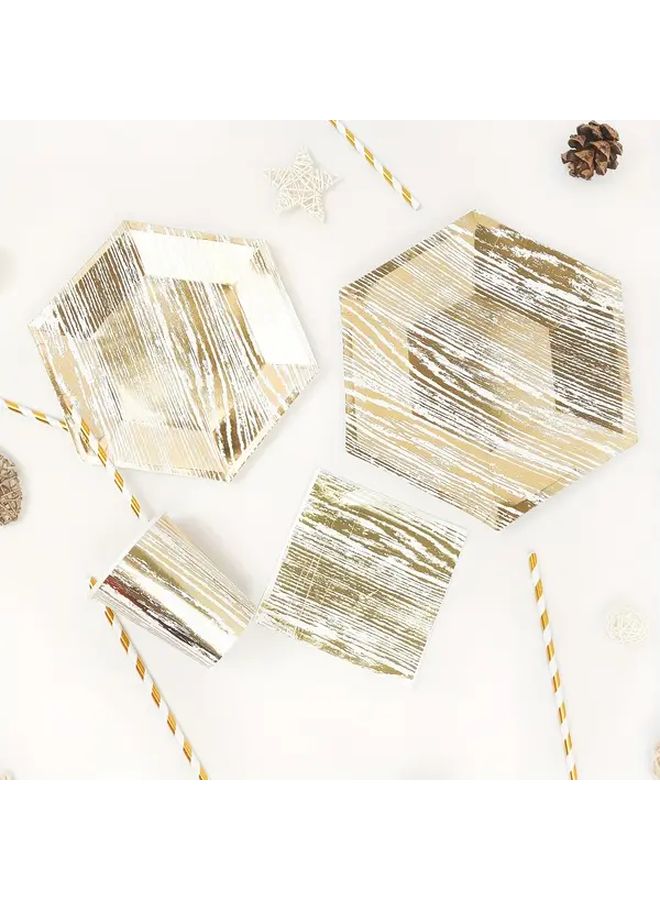 8 Pcs Hexagon Gold Foil Biodegradable Plates For Party Birthday Picnic Camping - Image 4