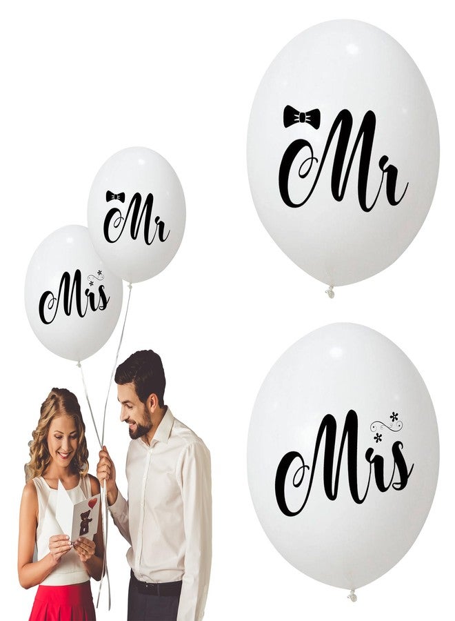 Ysqool 36 Inch Giant Mr & Mrs Balloons for Wedding - Jumbo White Latex Balloons for Outdoor or Indoor Wedding, Engagement, Anniversary, Valentine's Day Party Decorations (Romantic) - Image 1