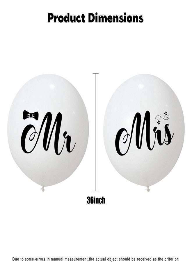 Ysqool 36 Inch Giant Mr & Mrs Balloons for Wedding - Jumbo White Latex Balloons for Outdoor or Indoor Wedding, Engagement, Anniversary, Valentine's Day Party Decorations (Romantic) - Image 2