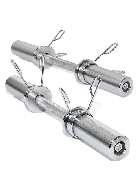 Set Of Olympic Dumbbell Bar 2 Inch Olympic Dumbbell Handle - Solid Dumbbell Weight Lifting Bars with Rotating Sleeves and Spring Collars -2 Pcs