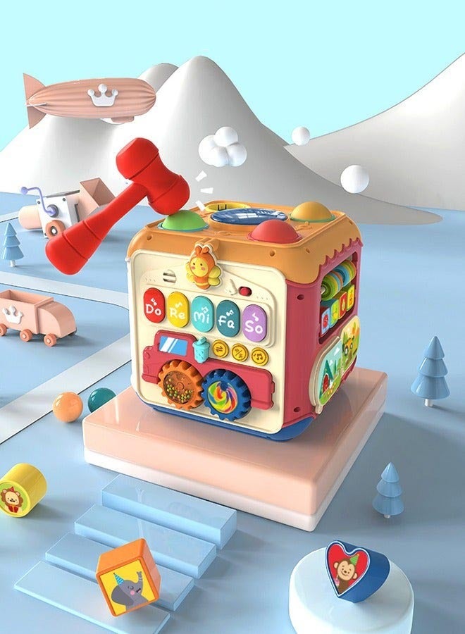 DURKU Baby 7-in-1 Activity Cube with Drum, Bead Maze, Shape Sorter, Light, Music - Educational Toy for Toddlers - Birthday Gift for Boys and Girls - Image 2