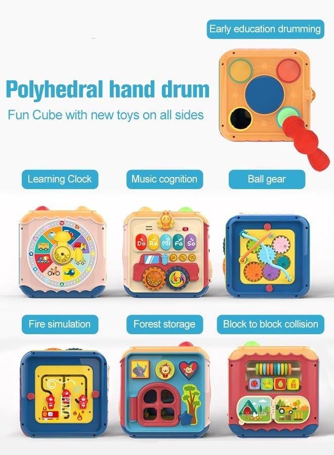 DURKU Baby 7-in-1 Activity Cube with Drum, Bead Maze, Shape Sorter, Light, Music - Educational Toy for Toddlers - Birthday Gift for Boys and Girls - Image 4
