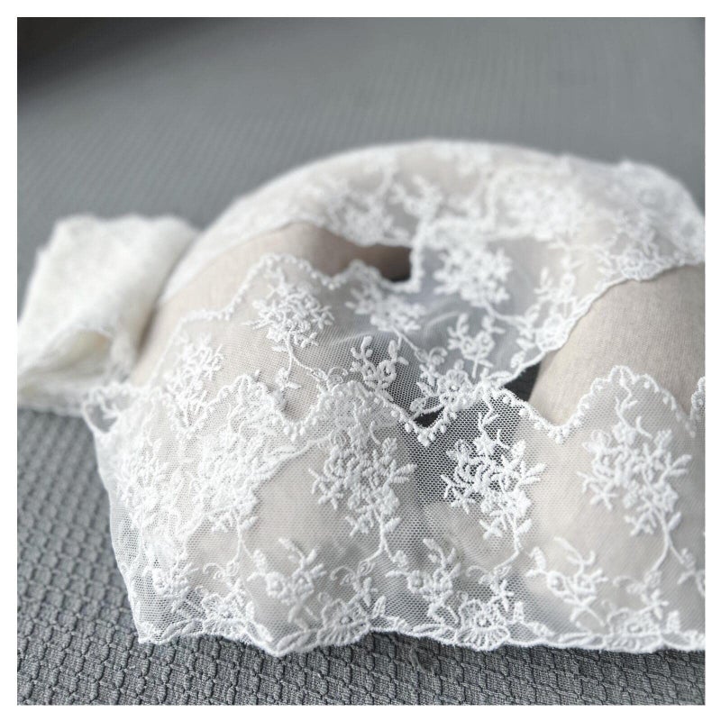 SuiGlory White Lace Trim Ribbon, Wide Embroidery Floral Sewing Lace Trim for Craft Sewing, Wedding/Bridal Decoration, Home Decoration, Packaging, 5 Yards - Image 4
