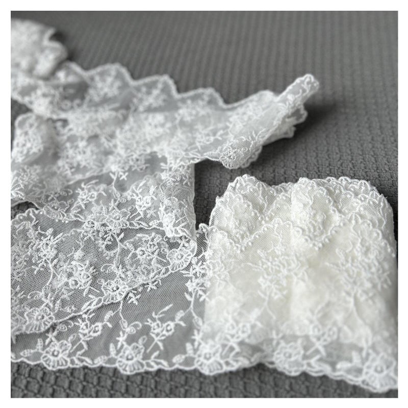 SuiGlory White Lace Trim Ribbon, Wide Embroidery Floral Sewing Lace Trim for Craft Sewing, Wedding/Bridal Decoration, Home Decoration, Packaging, 5 Yards - Image 5