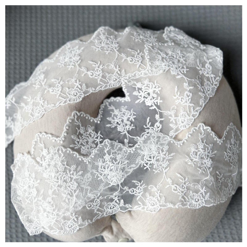 SuiGlory White Lace Trim Ribbon, Wide Embroidery Floral Sewing Lace Trim for Craft Sewing, Wedding/Bridal Decoration, Home Decoration, Packaging, 5 Yards - Image 2