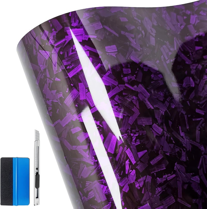 LZLRUN لفائف فينيل لزلي ران من ألياف الكربون المزورة - بنفسجي (1 قدم × 3.5 قدم) - Image 1