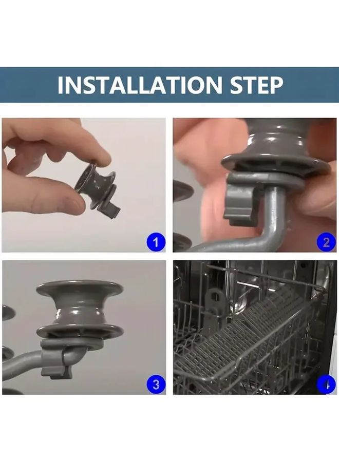 Grey 4pcs Dishwasher Shelf Wheel Roller And Shaft Replacement Parts Easy Installation - Image 4