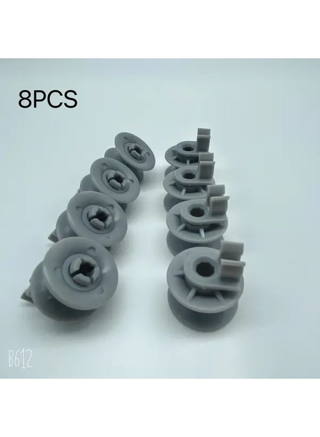 Grey 4pcs Dishwasher Shelf Wheel Roller And Shaft Replacement Parts Easy Installation - Image 3